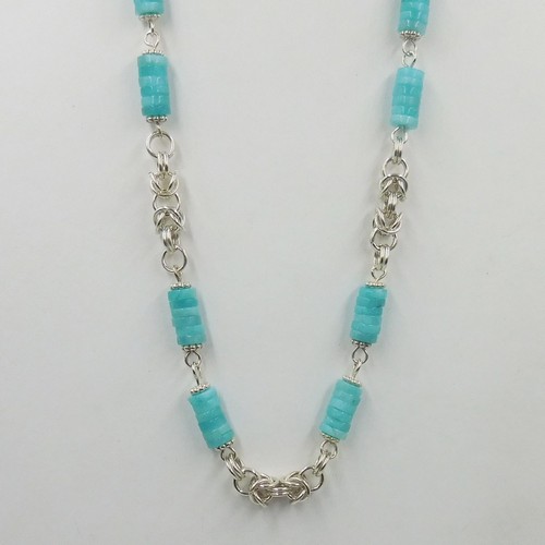 Click to view detail for DKC-2010  Necklace, Aquamarine, Chainmaille $250
